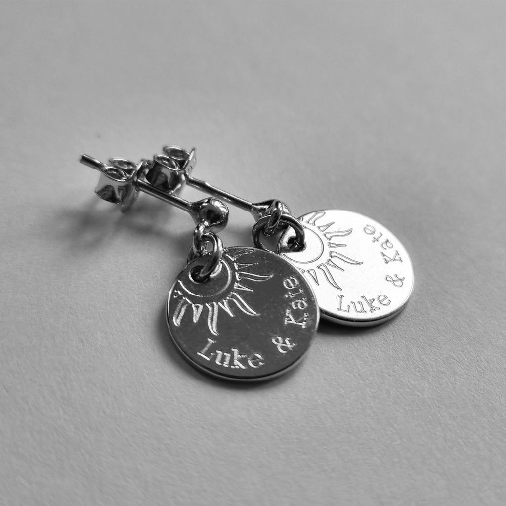 Runde Plättchen Ohrringe mit Gravur, Namensgravur, 925 Silber