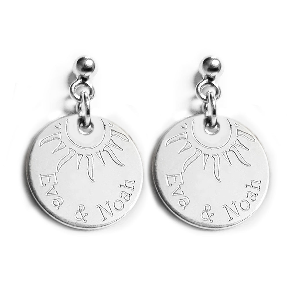 Runde Plättchen Ohrringe mit Gravur, Namensgravur, 925 Silber