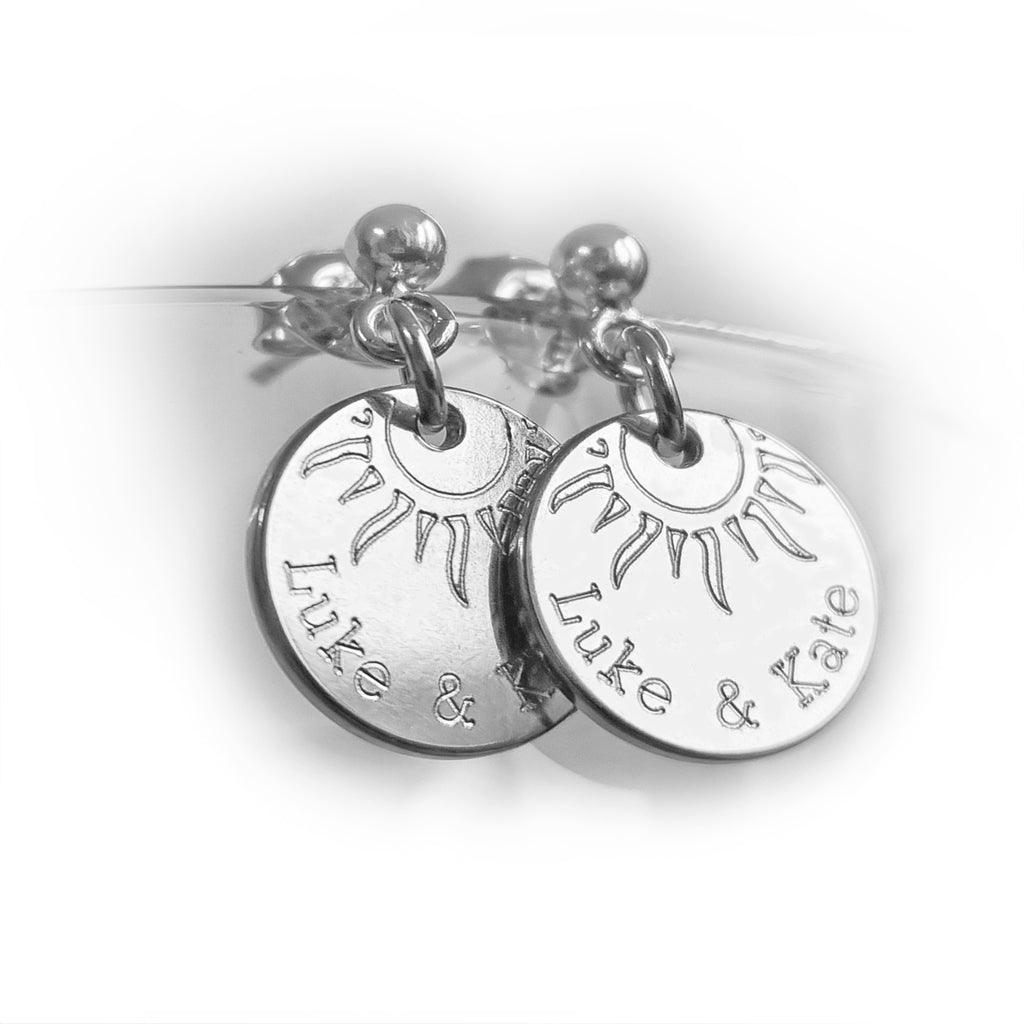 Runde Plättchen Ohrringe mit Gravur, Namensgravur, 925 Silber