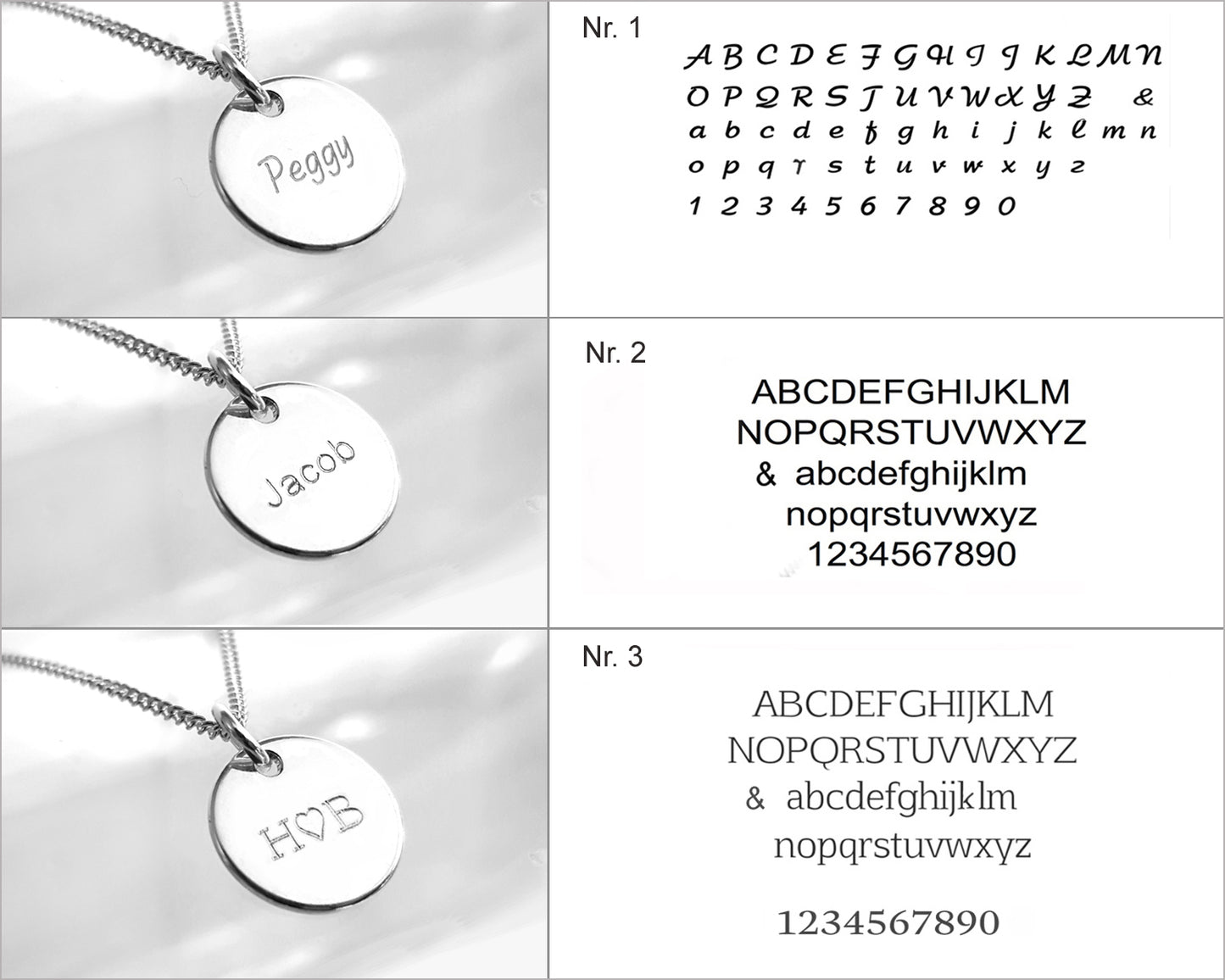 Drei Schriftarten: Beispiele