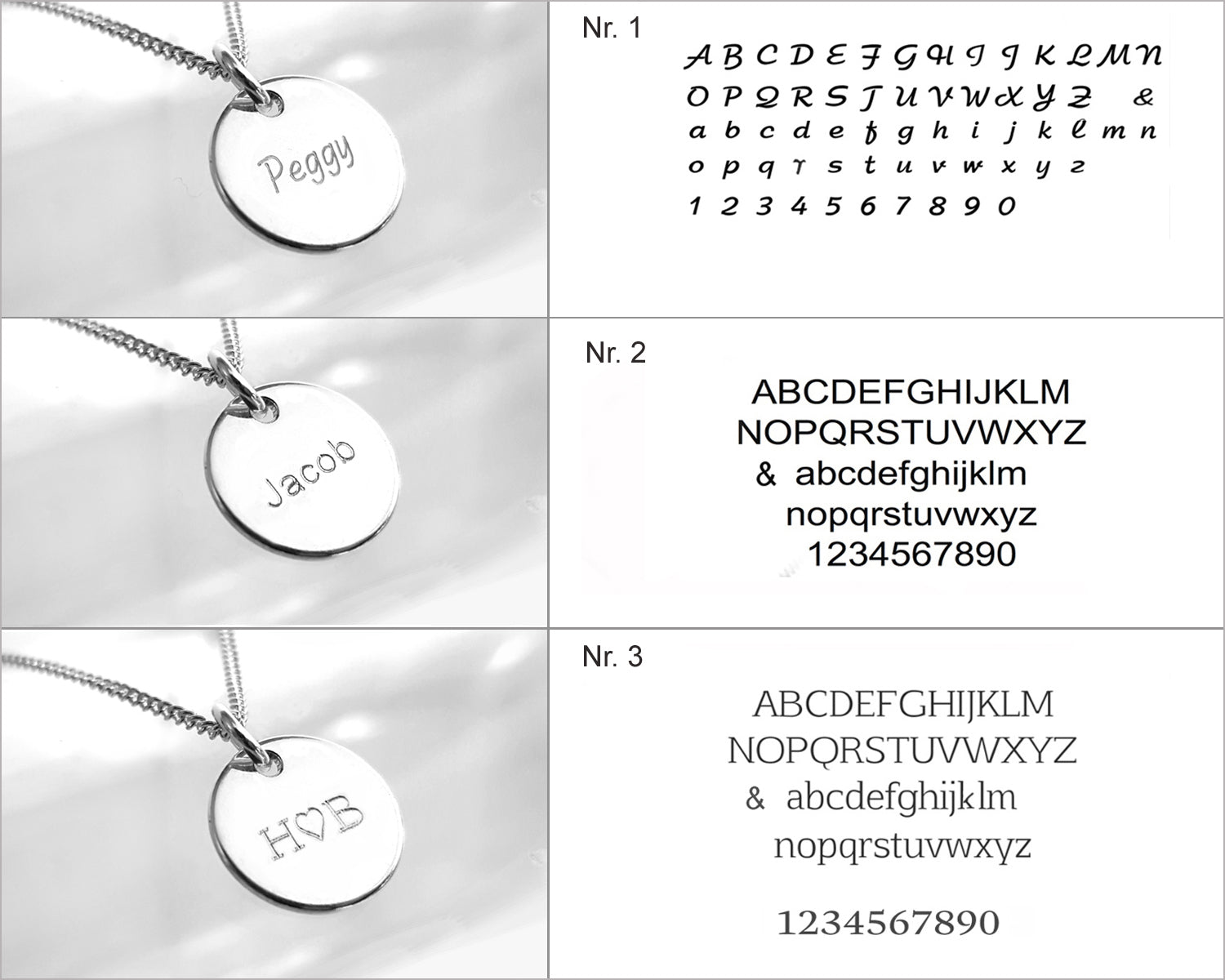 Drei Schriftarten: Beispiele