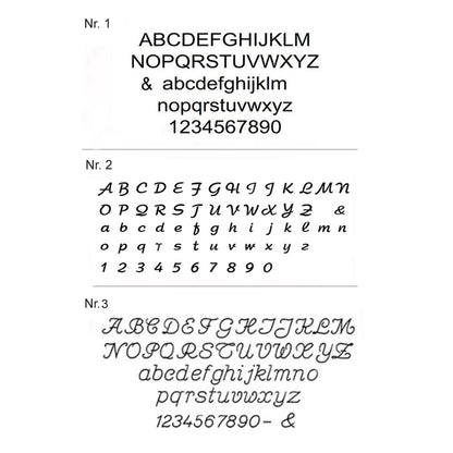 drei Schriftarten zur Auwahl