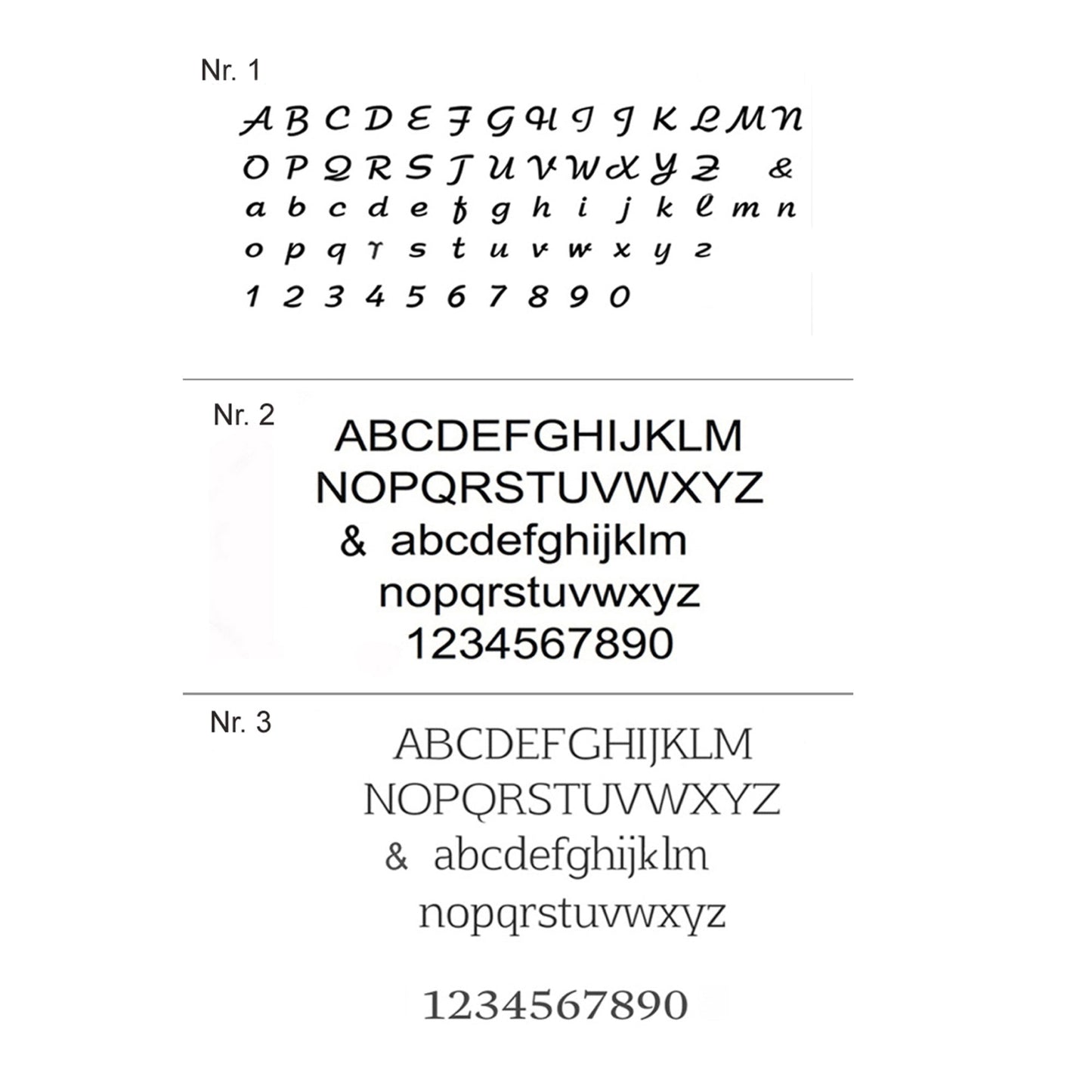 drei Schriftarten - Beispiele