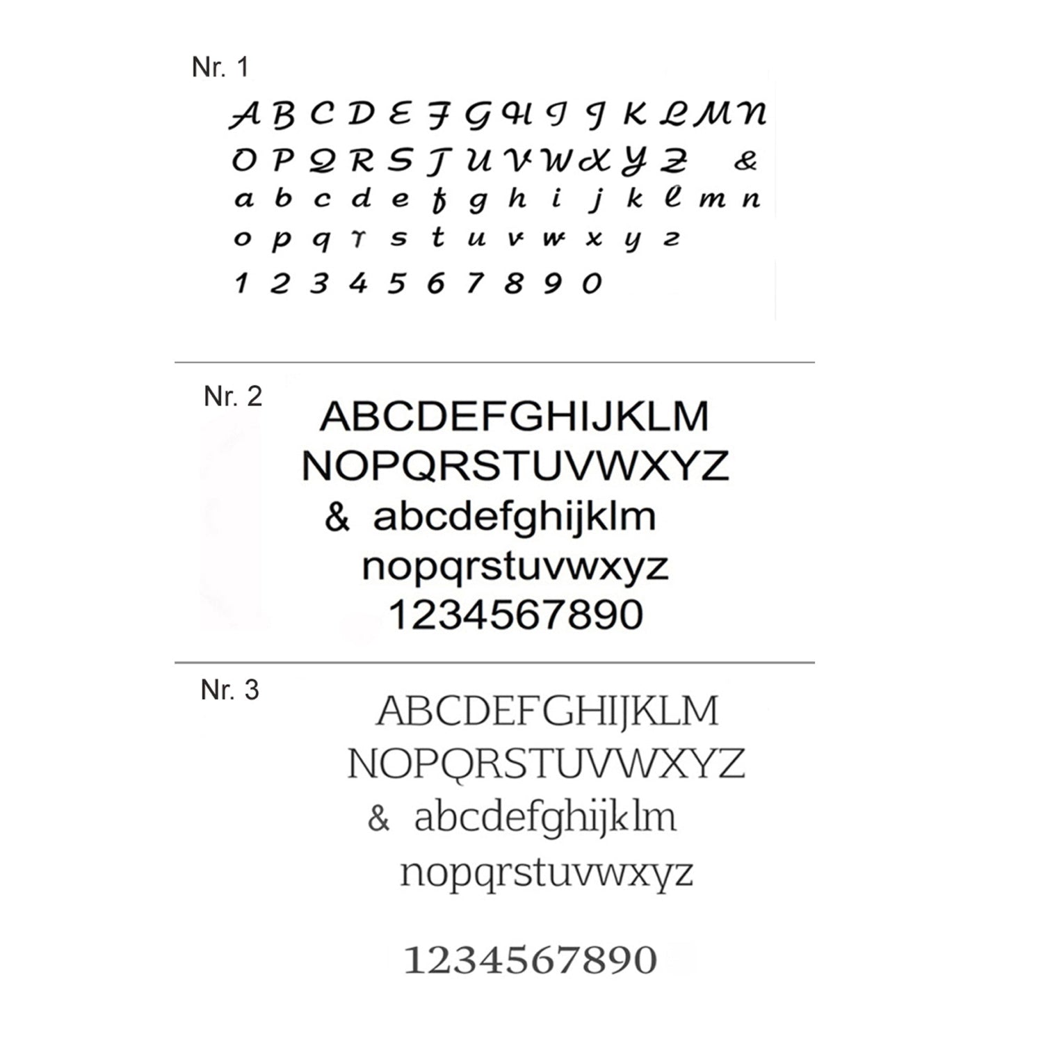 drei Schriftarten - Beispiele