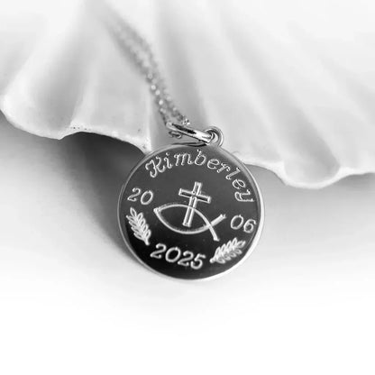 Christliche Kinder- & Jugendkette aus 925 Silber mit Gravurplatte 