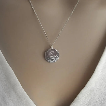 Gravierte Kette mit Kindernamen, Drei Silberanhänger, Familienkette für Mutter - Latigga
