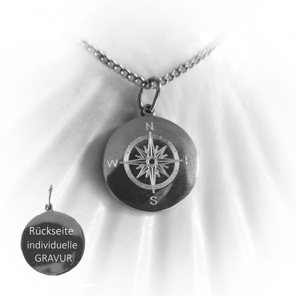 Personalisierte Kette aus Edelstahl mit Gravur auf der Rückseite