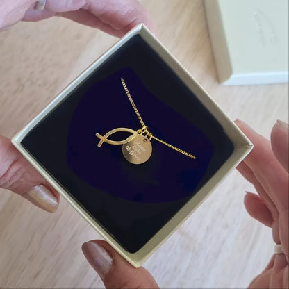 Christenfisch Kette aus vergoldetem Silber in einer Geschenkbox