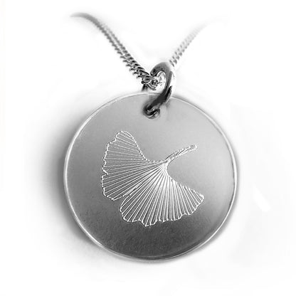 Runder Gingko - Anhänger in Silber
