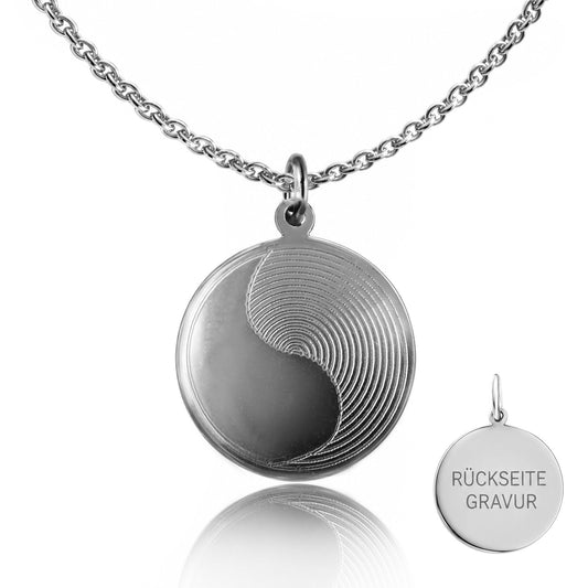 Yin Yang Halskette aus Edelstahl mit Gravur
