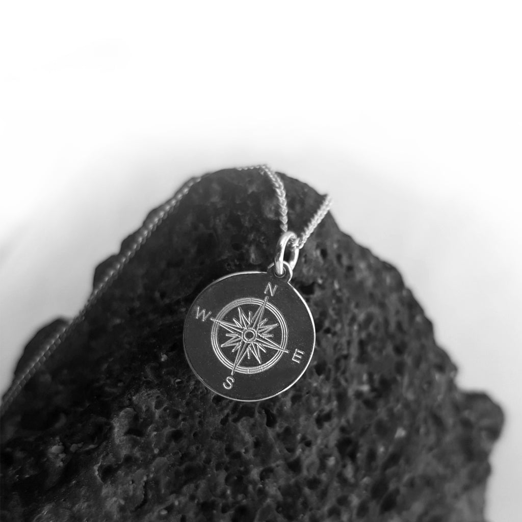 Silberkette mit Kompass Anhänger - Design Nr. 1