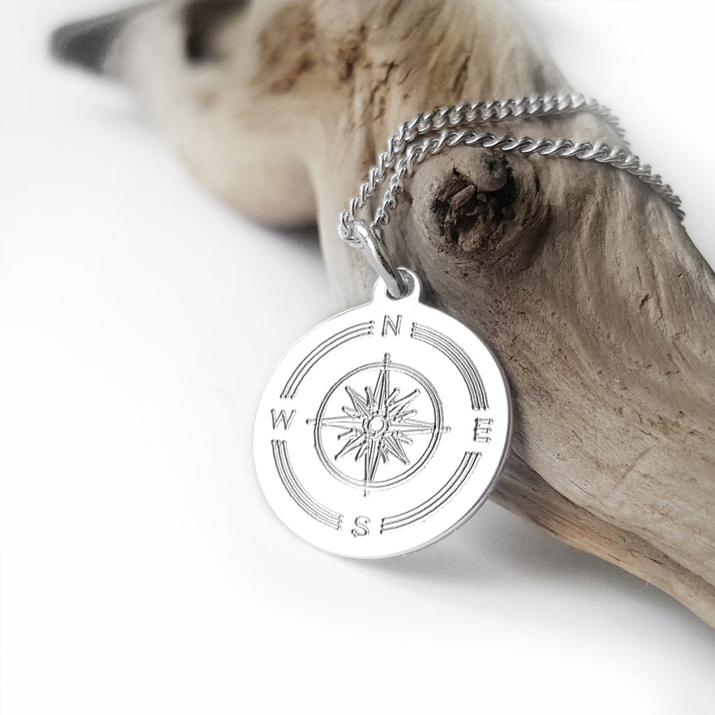 Silberkette mit Kompass Anhänger - Design Nr. 2