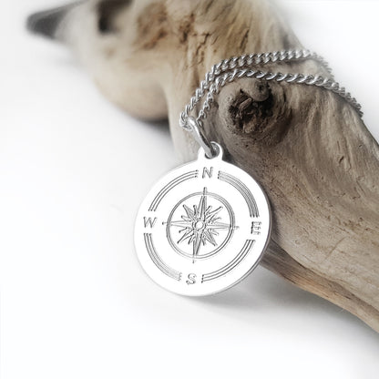 Silberkette mit Kompass Anhänger - Design Nr. 2
