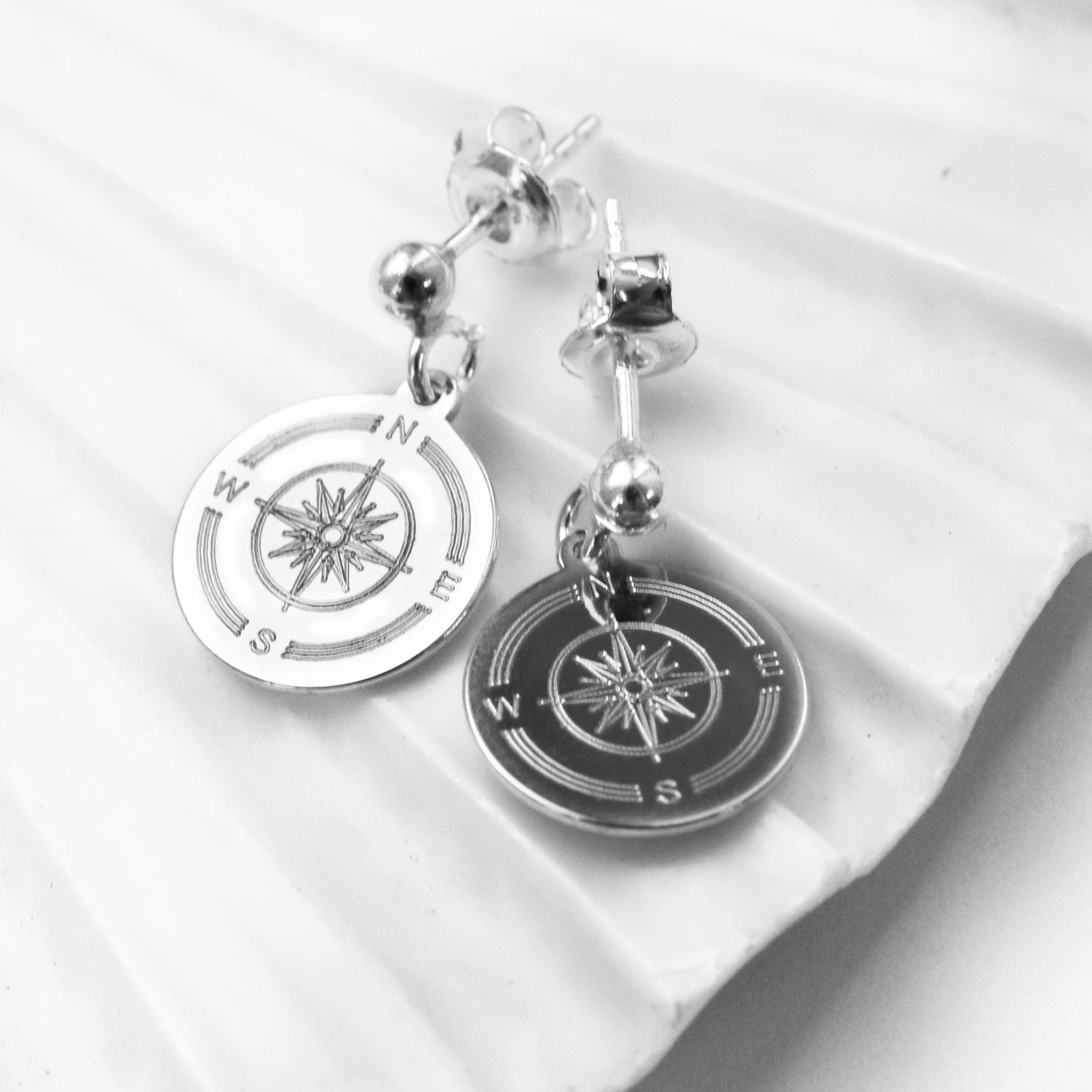 Kompass Ohrringe aus 925 Silber: Design 2