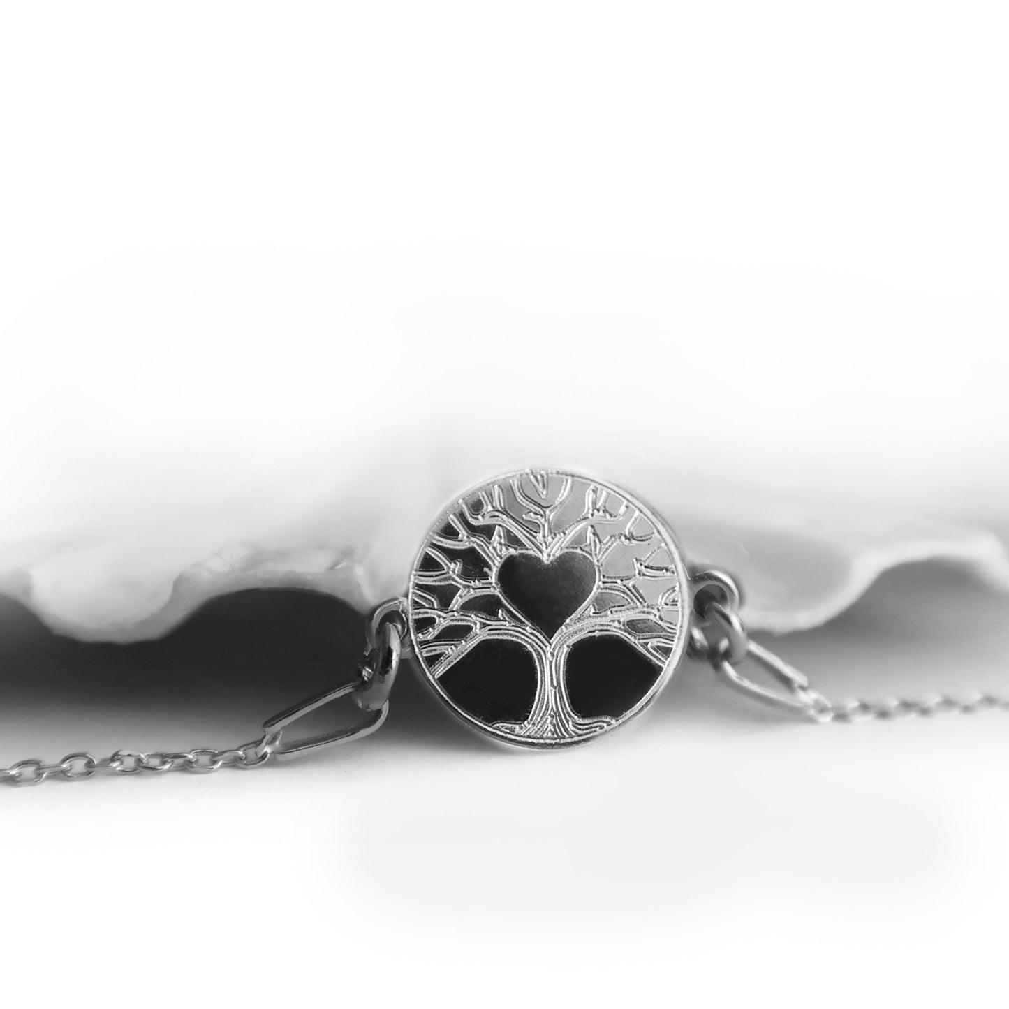 Zartes Kettenarmband mit Lebensbaummotiv, in Silber