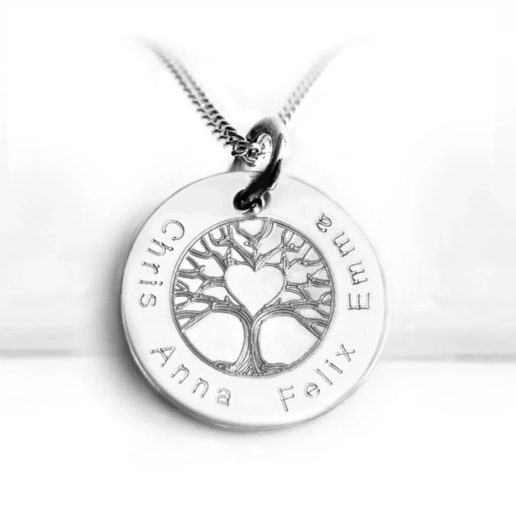 Lebensbaum Kette mit Kindernamen Gravur - 925 Silber - Familienkette - Latigga