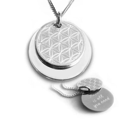 Lebensblume Halskette | Doppel-Anhänger mit Gravur| Damenschmuck aus 925 Silber - Latigga