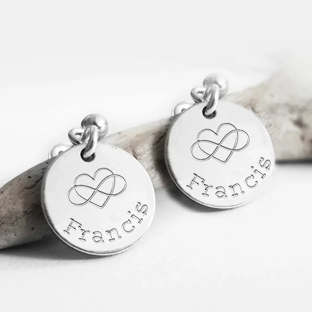 Ausgefallene Plättchen Ohrringe mit Gravur, Namensgravur, 925 Silber - Latigga