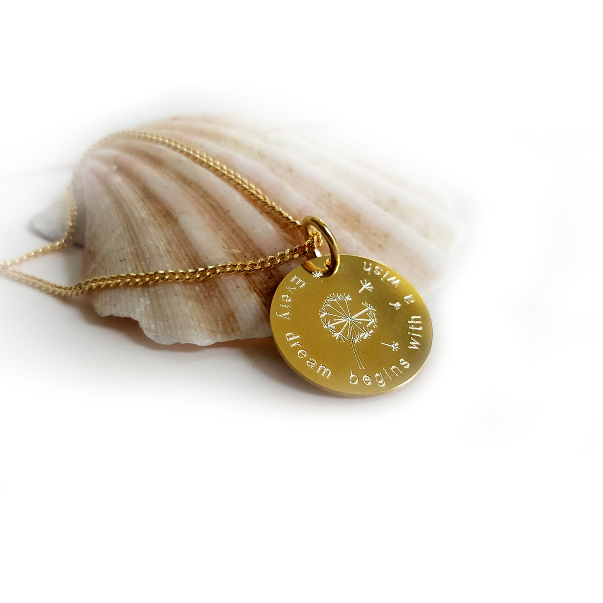 Personalisierte Pusteblumen Kette aus vergoldetem 925 Sterlingsilber