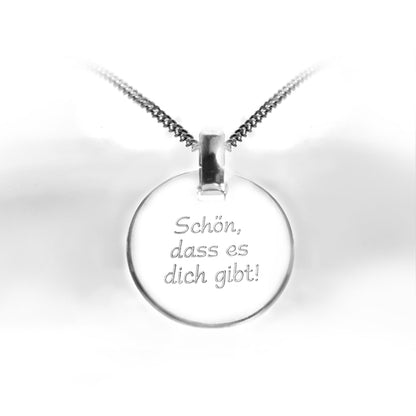 Silberkette mit rundem gravierten Anhänger