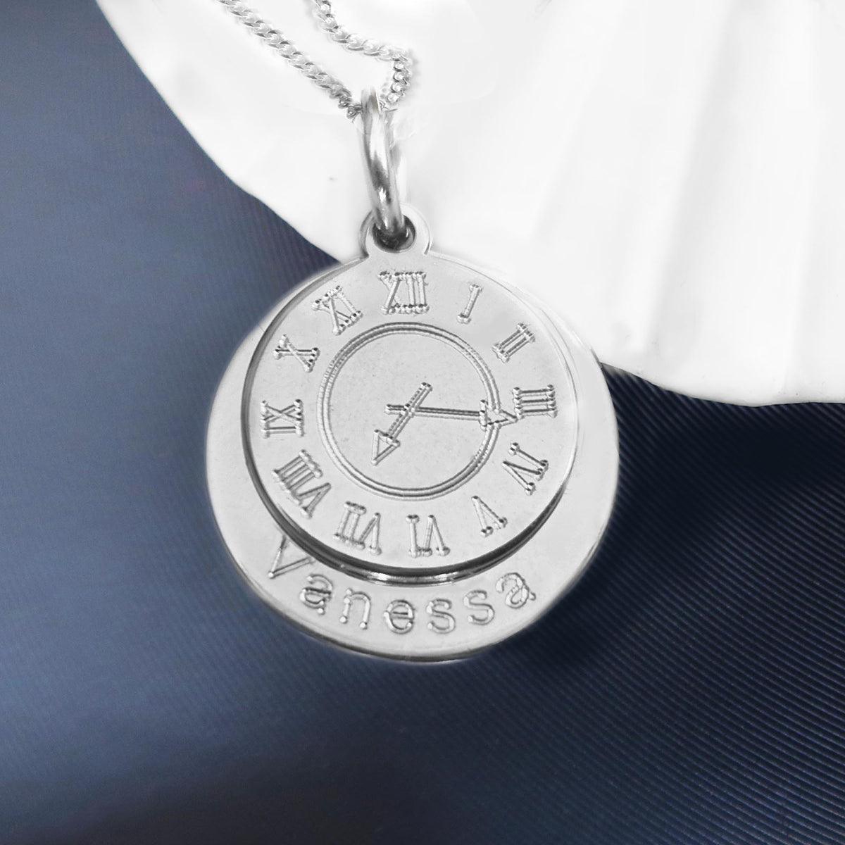 Taufuhr Kette aus 925 Silber mit gravierter Uhrzeit und Namensgravur