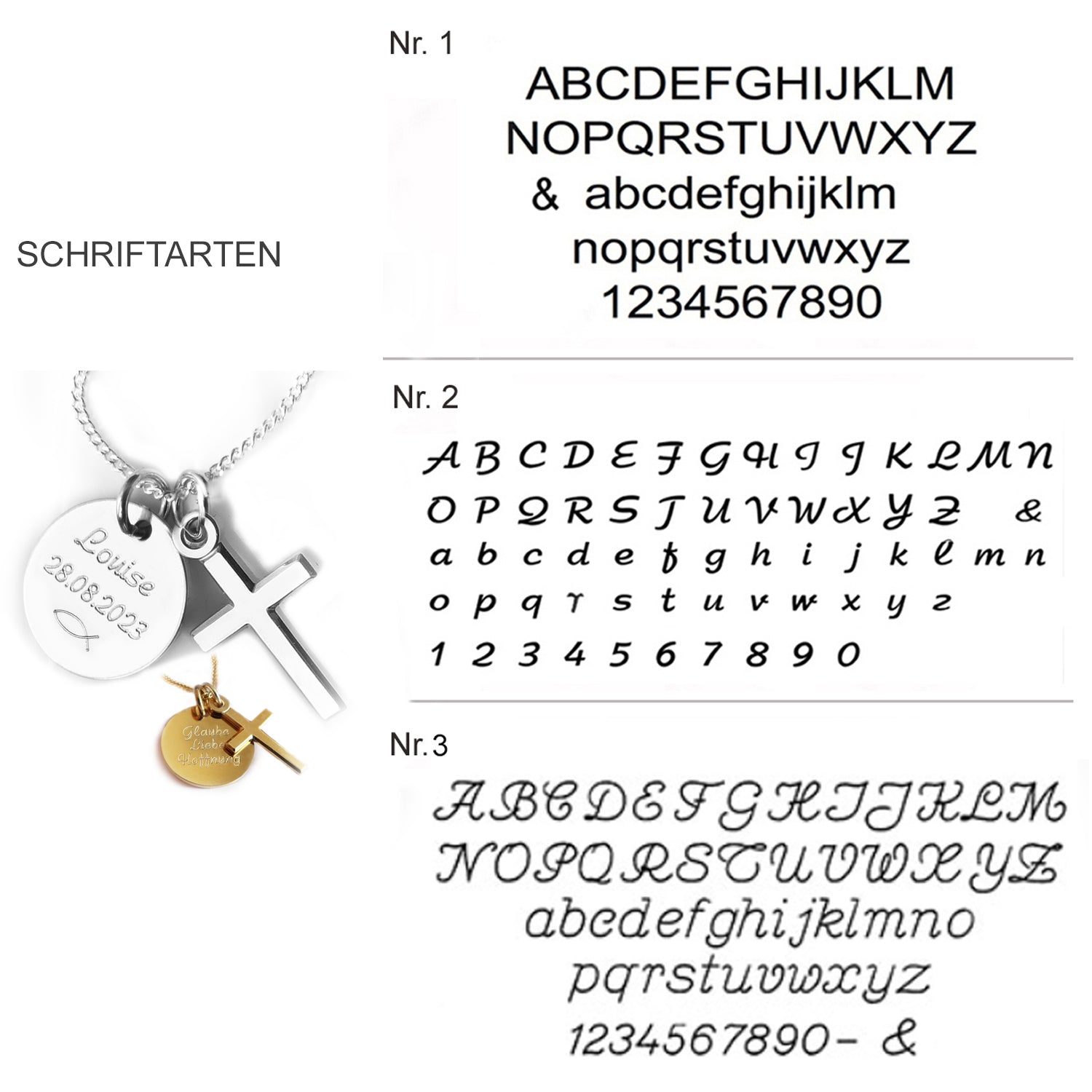 Drei Schriftarten: Beispiele