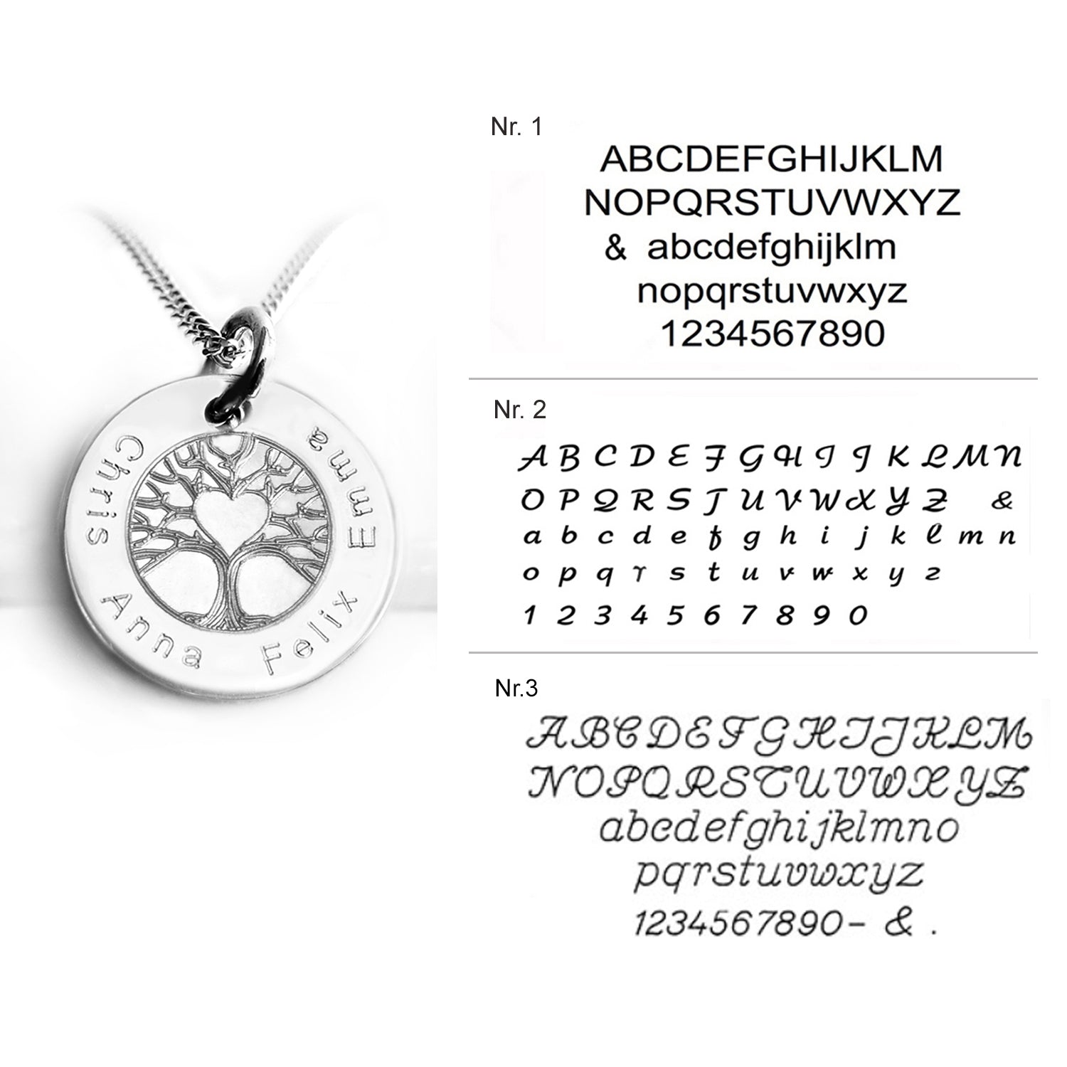 Drei Beispiele der Schriftarten