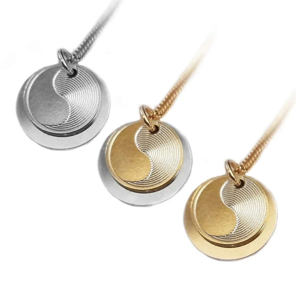Yin Yang Anhänger Duo mit Gravur | 925 Silber, Vergoldet oder Bicolor Kette - Latigga