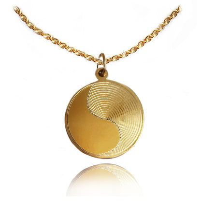 Personalisierte Yin Yang Kette mit Gravur –  vergoldeter Edelstahl