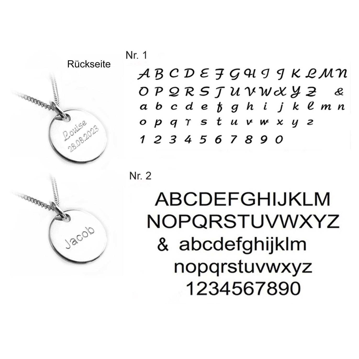 Beispiel Schriftarten für Sternzeichen Gravur